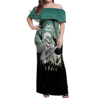 Electric Guitar Skull Off Shoulder Maxi Dress Lets Rock - Wonder Print Shop
