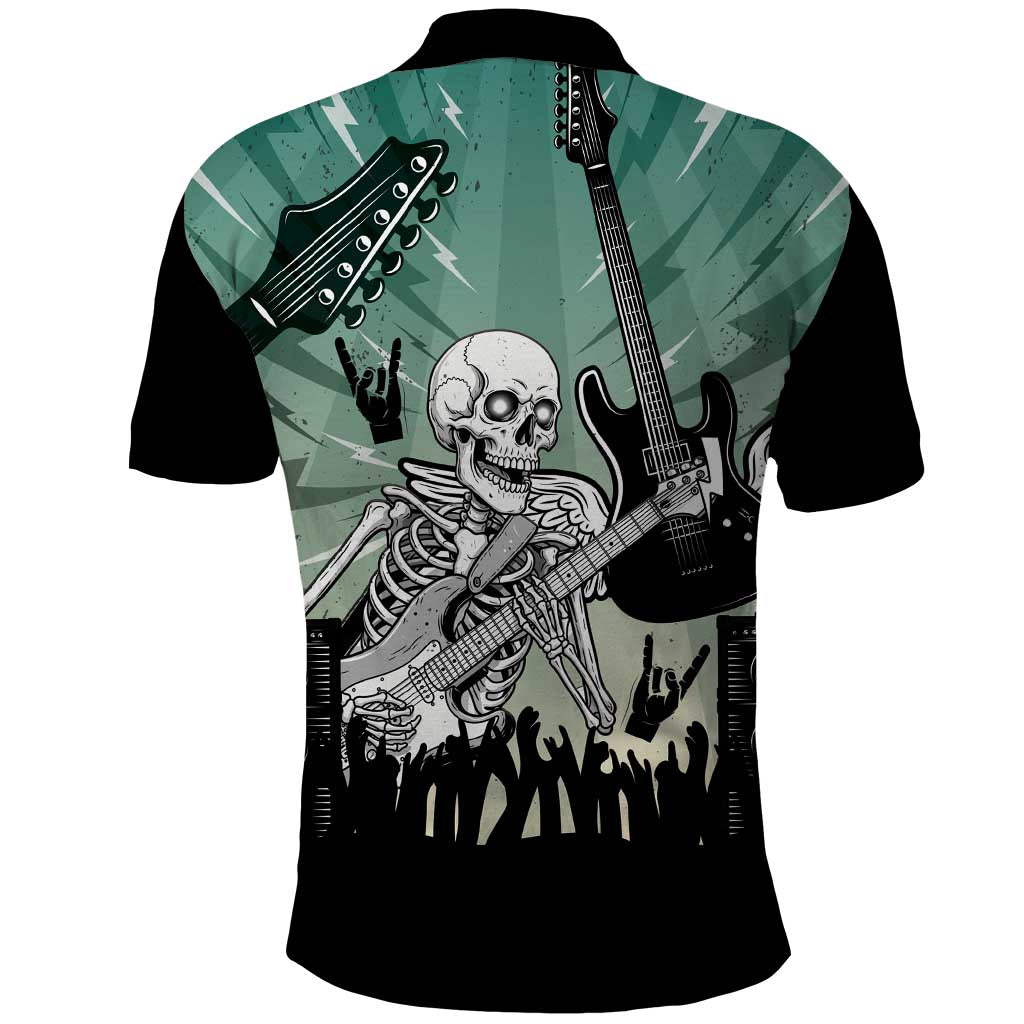 Electric Guitar Skull Polo Shirt Lets Rock - Wonder Print Shop