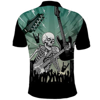 Electric Guitar Skull Polo Shirt Lets Rock - Wonder Print Shop