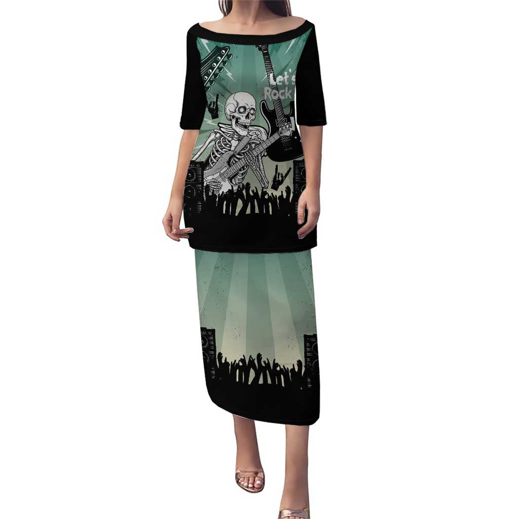 Electric Guitar Skull Puletasi Lets Rock - Wonder Print Shop