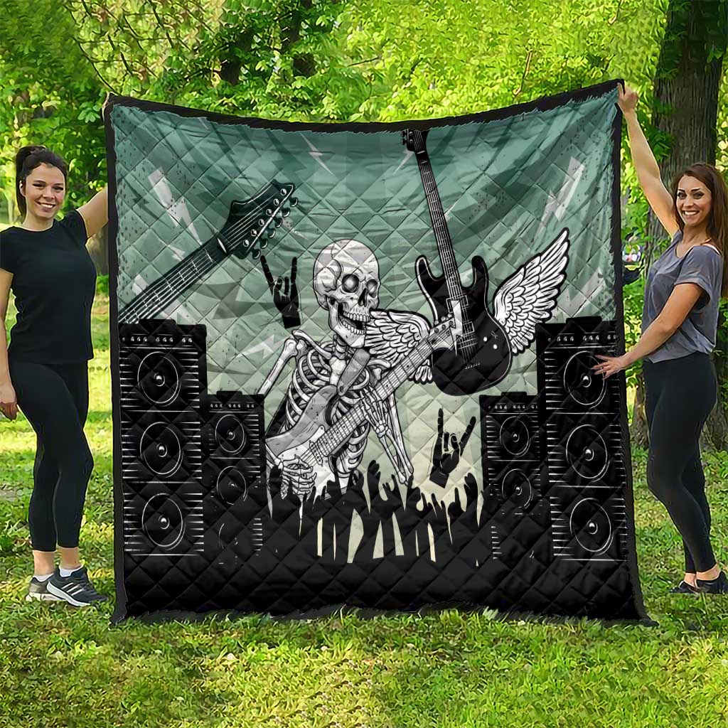 Electric Guitar Skull Quilt Lets Rock - Wonder Print Shop