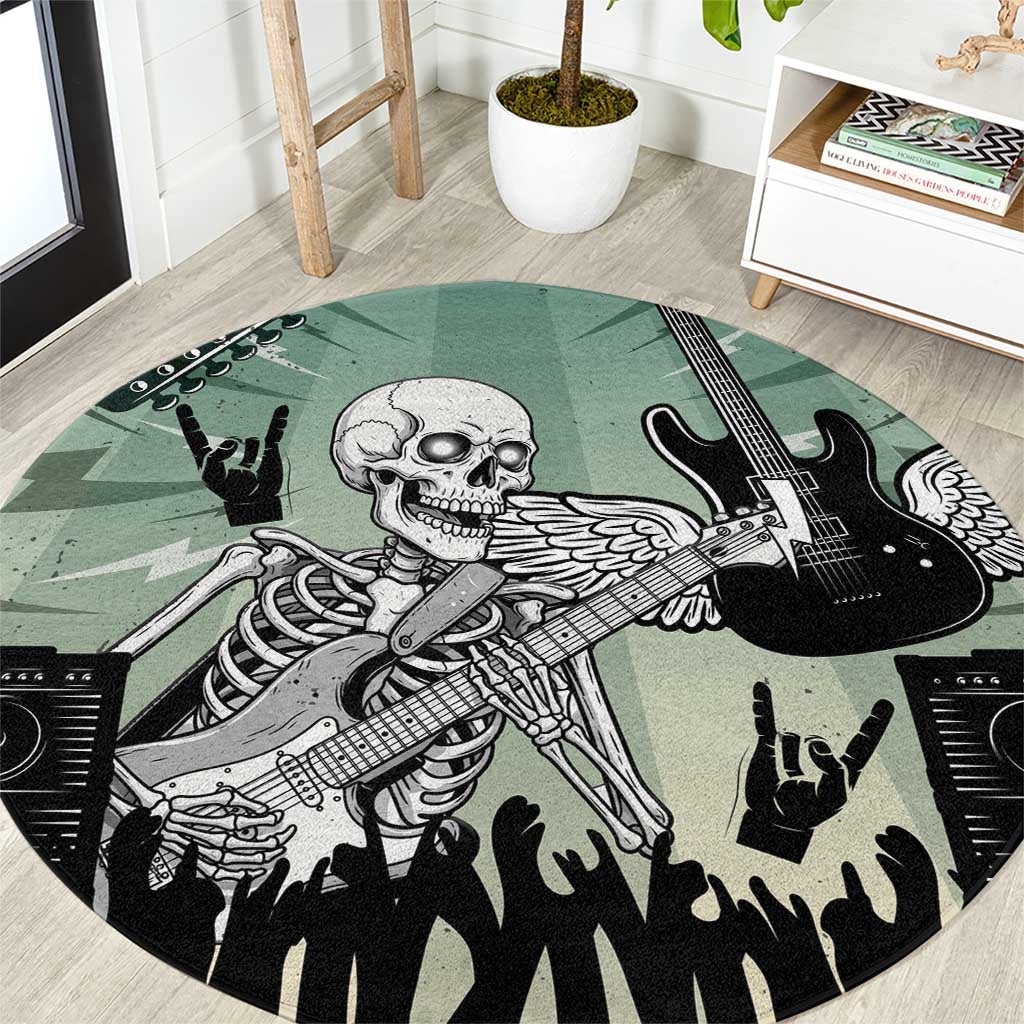 Electric Guitar Skull Round Carpet Lets Rock - Wonder Print Shop