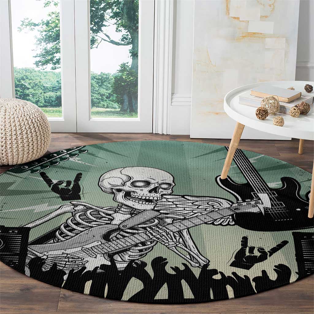 Electric Guitar Skull Round Carpet Lets Rock - Wonder Print Shop