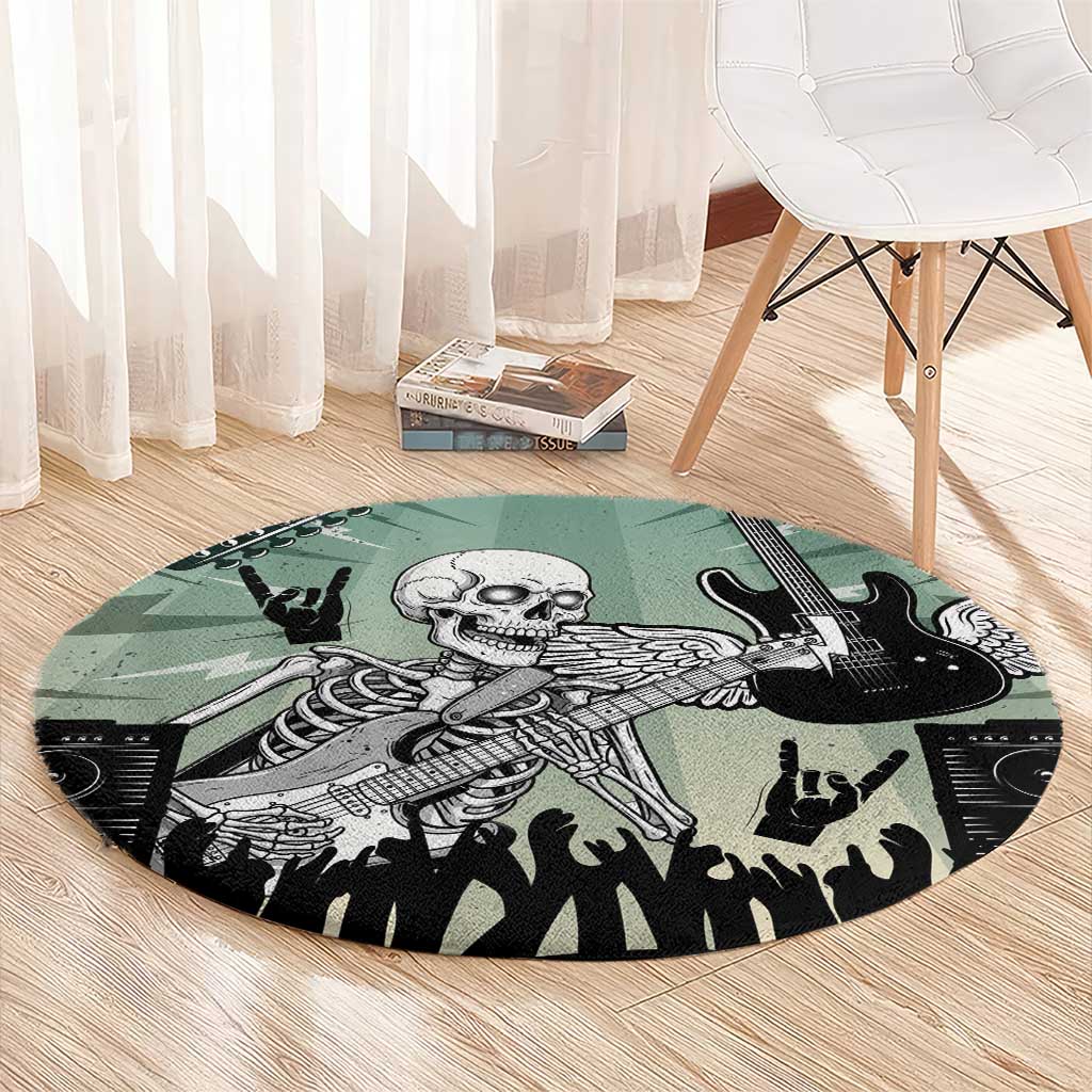 Electric Guitar Skull Round Carpet Lets Rock - Wonder Print Shop