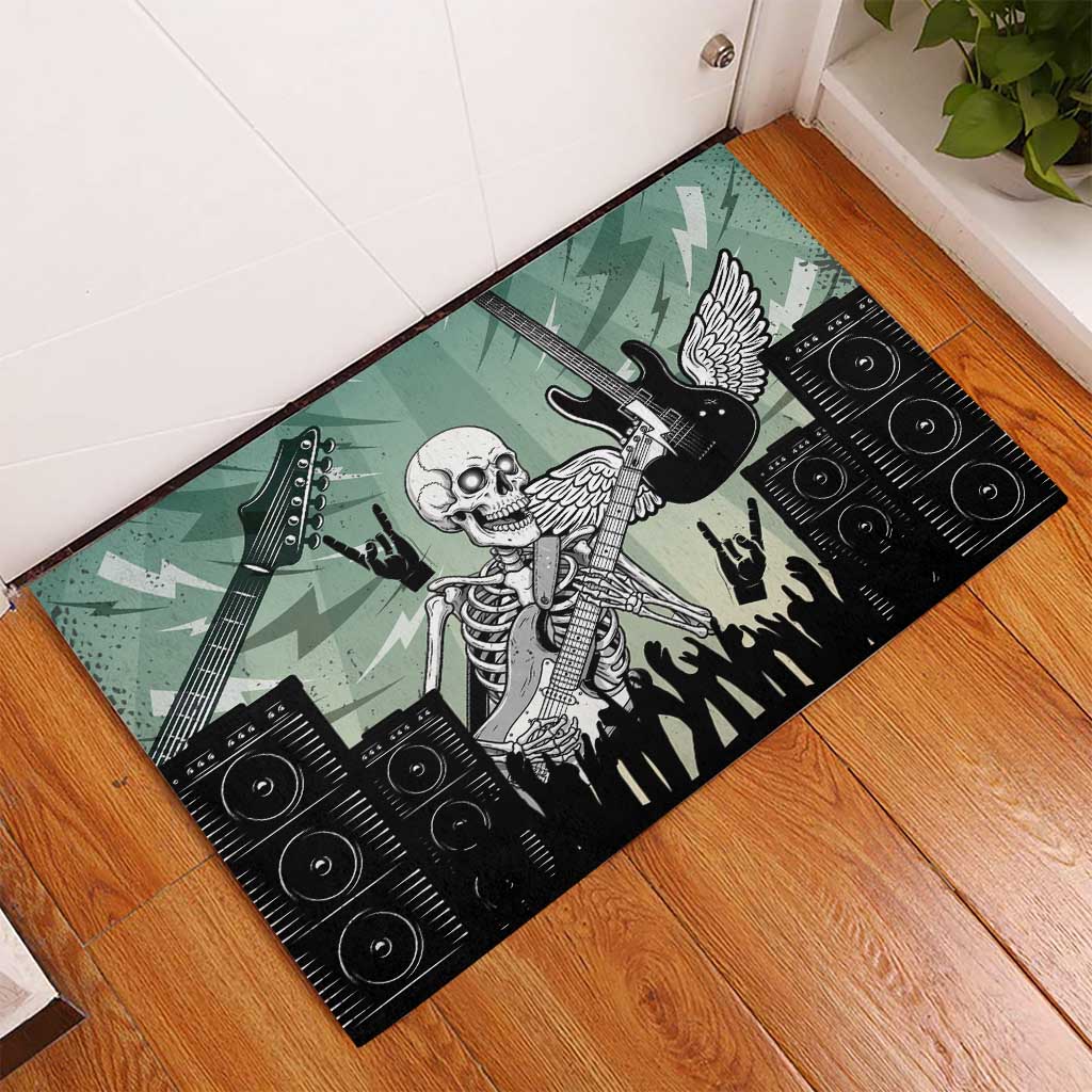 Electric Guitar Skull Rubber Doormat Lets Rock - Wonder Print Shop