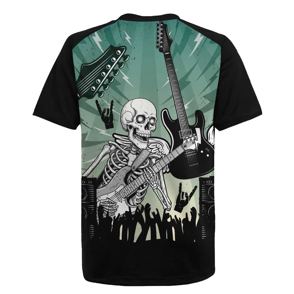 Electric Guitar Skull Rugby Jersey Lets Rock - Wonder Print Shop