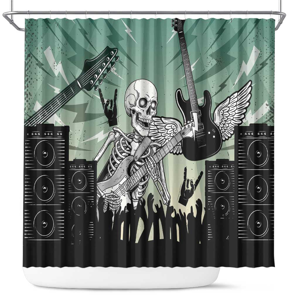 Electric Guitar Skull Shower Curtain Lets Rock - Wonder Print Shop