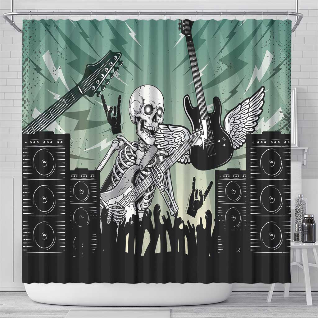 Electric Guitar Skull Shower Curtain Lets Rock - Wonder Print Shop