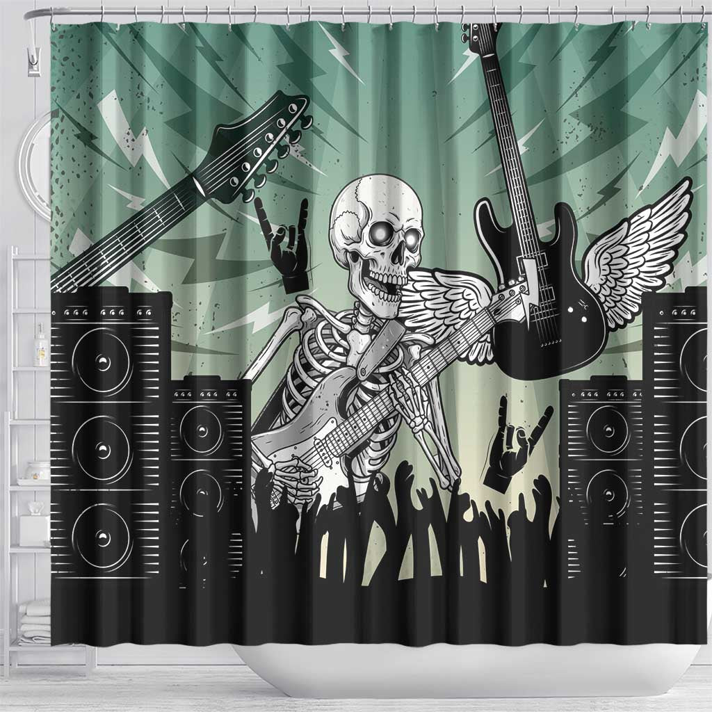 Electric Guitar Skull Shower Curtain Lets Rock - Wonder Print Shop