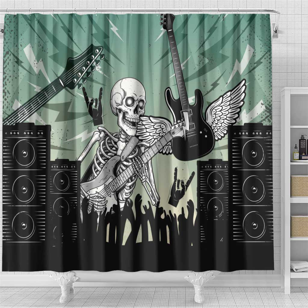 Electric Guitar Skull Shower Curtain Lets Rock - Wonder Print Shop