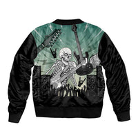 Electric Guitar Skull Sleeve Zip Bomber Jacket Lets Rock - Wonder Print Shop