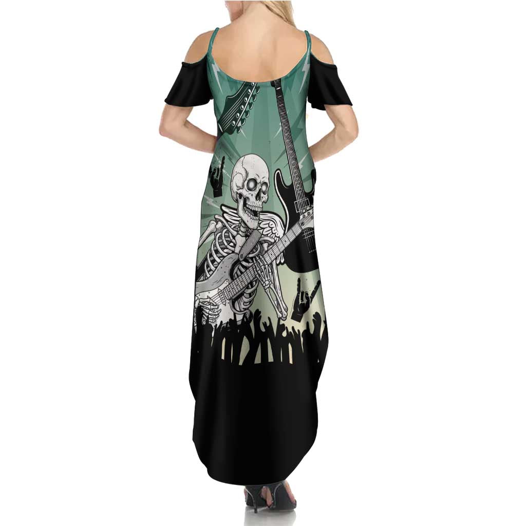 Electric Guitar Skull Summer Maxi Dress Lets Rock - Wonder Print Shop