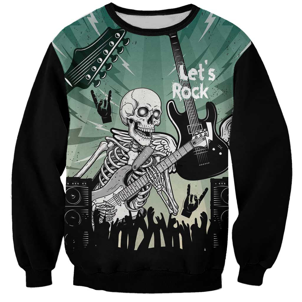 Electric Guitar Skull Sweatshirt Lets Rock - Wonder Print Shop