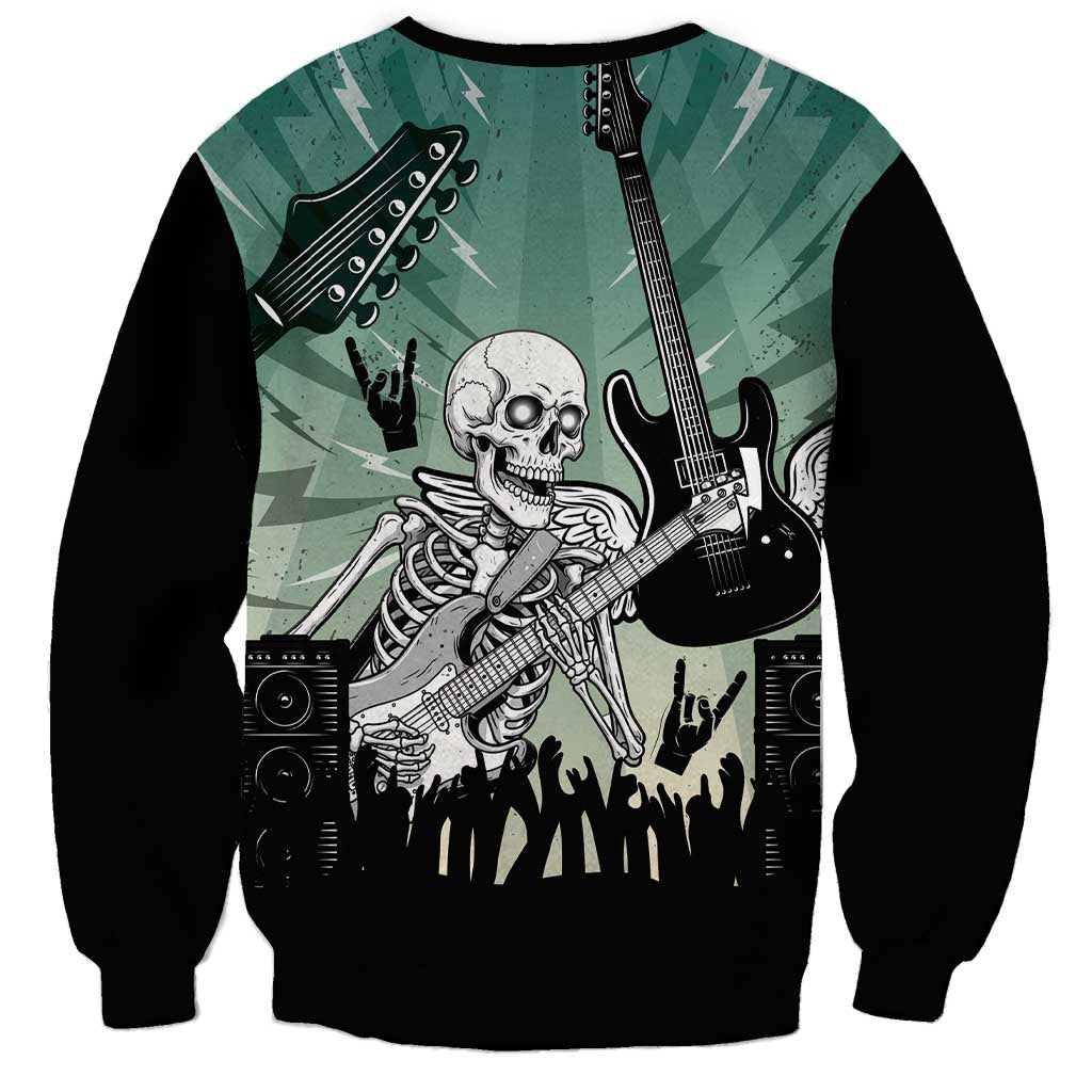 Electric Guitar Skull Sweatshirt Lets Rock - Wonder Print Shop