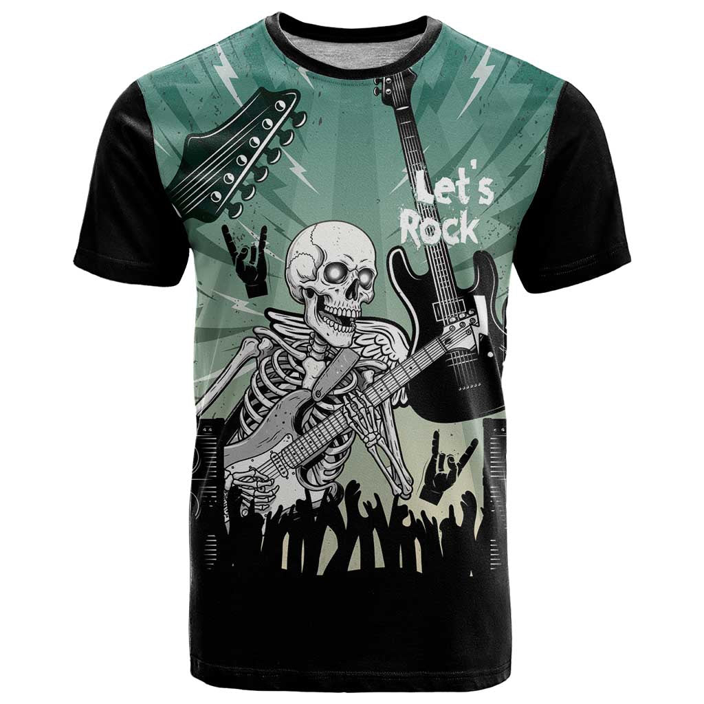 Electric Guitar Skull T Shirt Lets Rock - Wonder Print Shop
