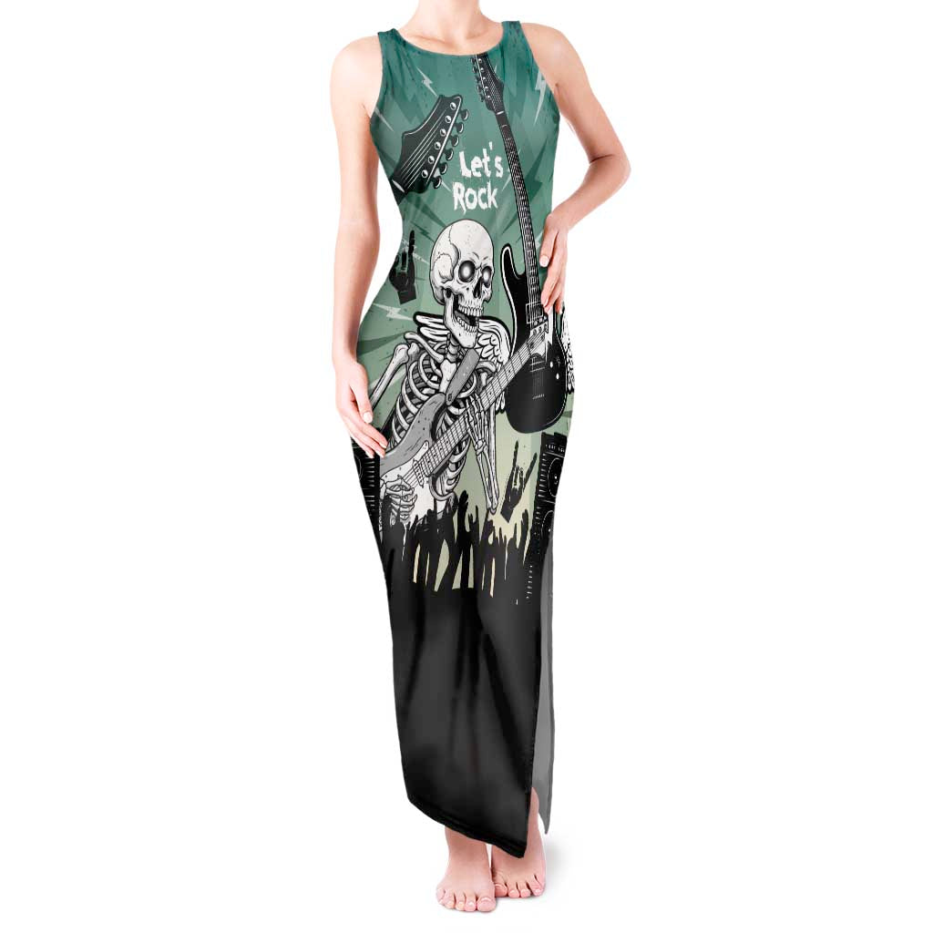 Electric Guitar Skull Tank Maxi Dress Lets Rock - Wonder Print Shop