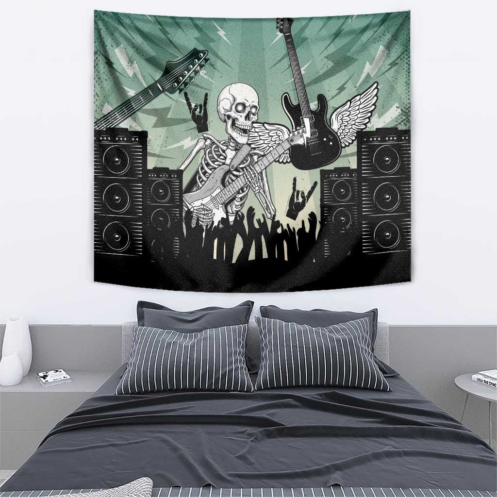 Electric Guitar Skull Tapestry Lets Rock - Wonder Print Shop