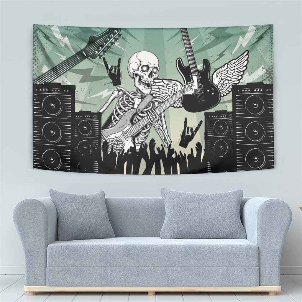 Electric Guitar Skull Tapestry Lets Rock - Wonder Print Shop