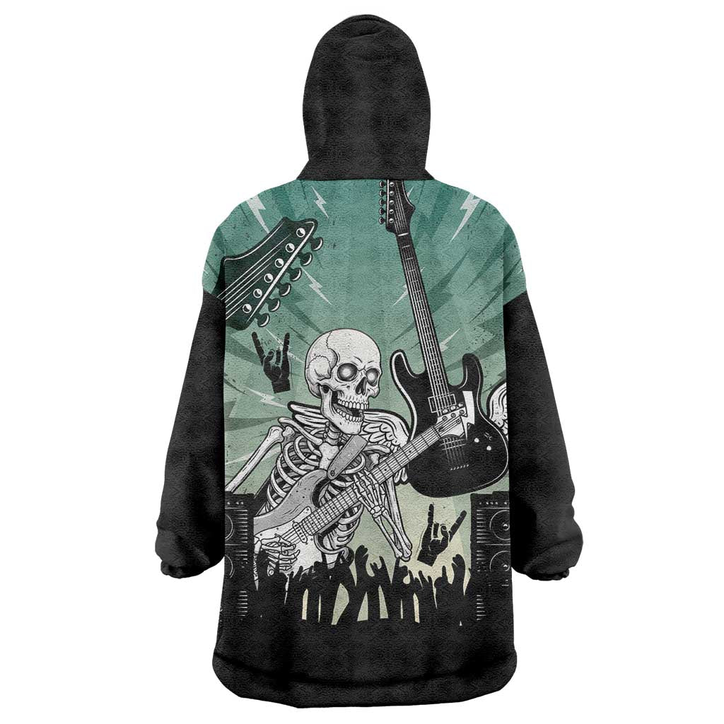 Electric Guitar Skull Wearable Blanket Hoodie Lets Rock - Wonder Print Shop