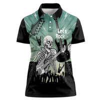 Electric Guitar Skull Women Polo Shirt Lets Rock - Wonder Print Shop