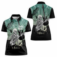 Electric Guitar Skull Women Polo Shirt Lets Rock - Wonder Print Shop
