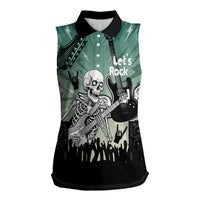 Electric Guitar Skull Women Sleeveless Polo Shirt Lets Rock - Wonder Print Shop