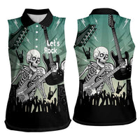 Electric Guitar Skull Women Sleeveless Polo Shirt Lets Rock - Wonder Print Shop