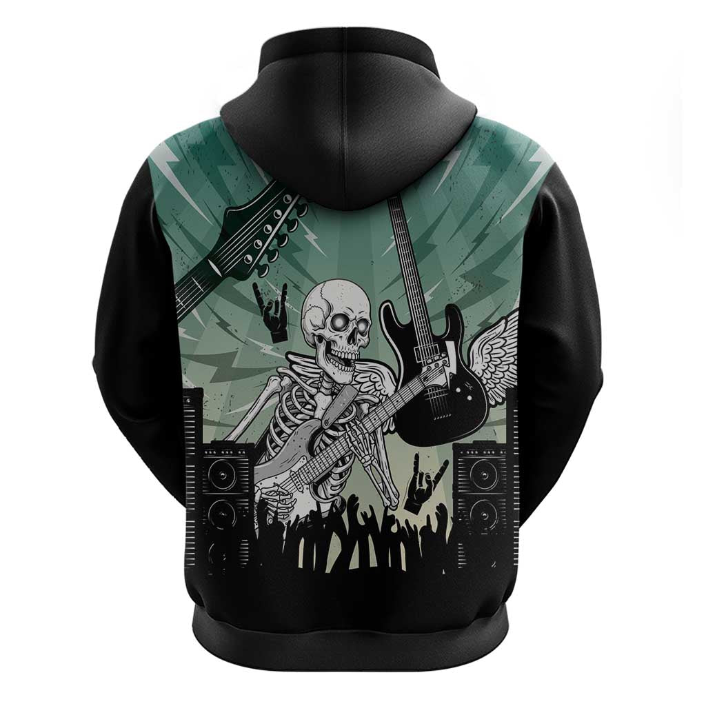 Electric Guitar Skull Zip Hoodie Lets Rock - Wonder Print Shop