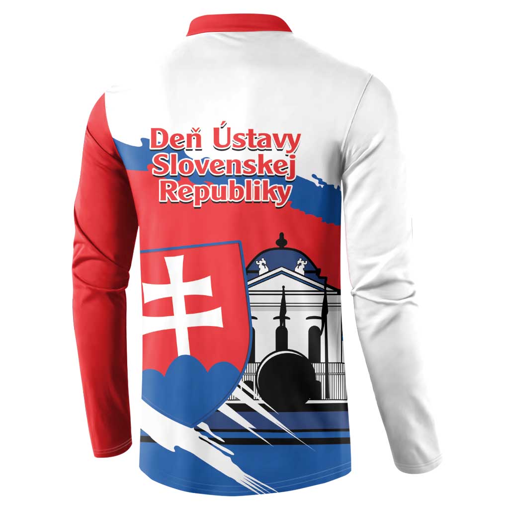 Slovakia Constitution Day Button Sweatshirt Slovensko Grassalkovich Palace With Coat Of Arms - Wonder Print Shop