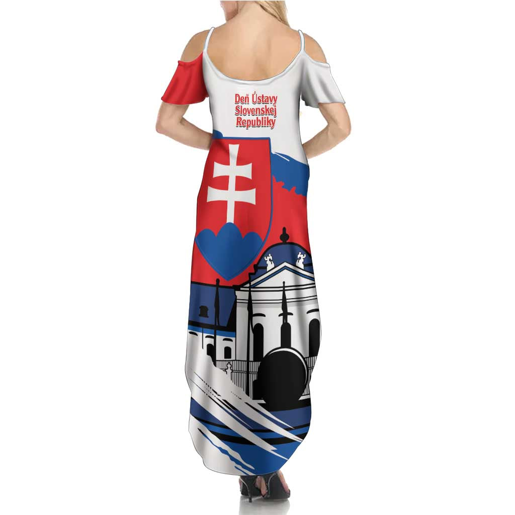 Slovakia Constitution Day Family Matching Summer Maxi Dress and Hawaiian Shirt Slovensko Grassalkovich Palace With Coat Of Arms - Wonder Print Shop