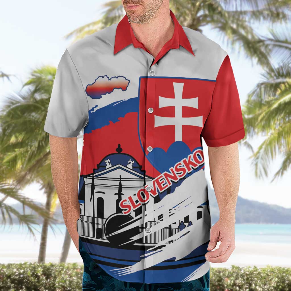 Slovakia Constitution Day Hawaiian Shirt Slovensko Grassalkovich Palace With Coat Of Arms - Wonder Print Shop
