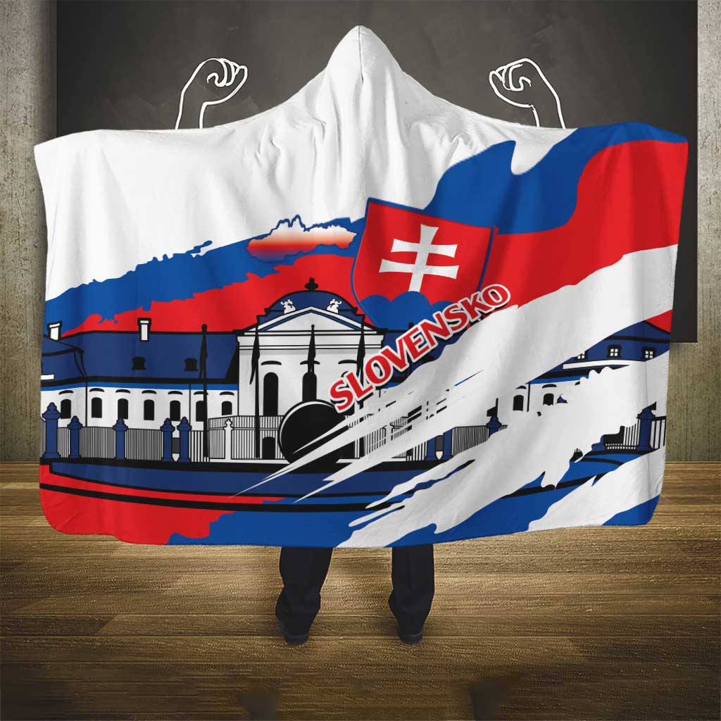 Slovakia Constitution Day Hooded Blanket Slovensko Grassalkovich Palace With Coat Of Arms