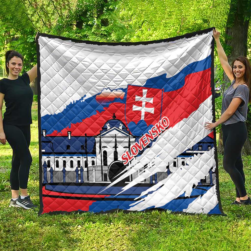 Slovakia Constitution Day Quilt Slovensko Grassalkovich Palace With Coat Of Arms - Wonder Print Shop