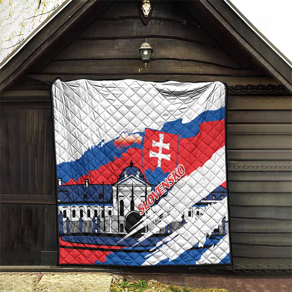 Slovakia Constitution Day Quilt Slovensko Grassalkovich Palace With Coat Of Arms - Wonder Print Shop