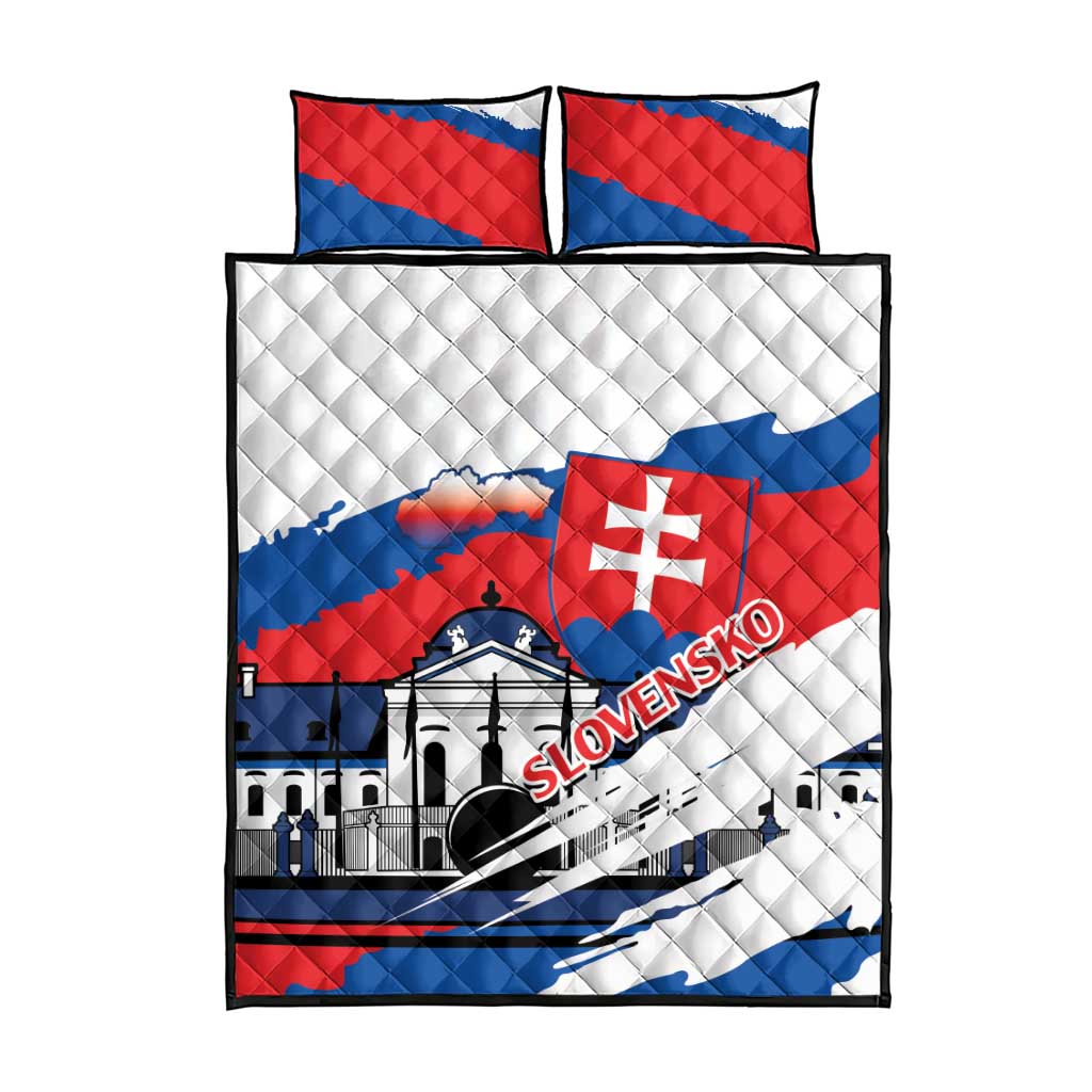 Slovakia Constitution Day Quilt Bed Set Slovensko Grassalkovich Palace With Coat Of Arms - Wonder Print Shop