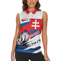 Slovakia Constitution Day Women Sleeveless Polo Shirt Slovensko Grassalkovich Palace With Coat Of Arms - Wonder Print Shop