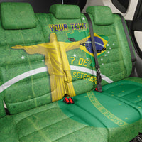 Personalized Brazil Independence Day Back Car Seat Cover Brasil Map Christ The Redeemer 7 De Setembro - Wonder Print Shop