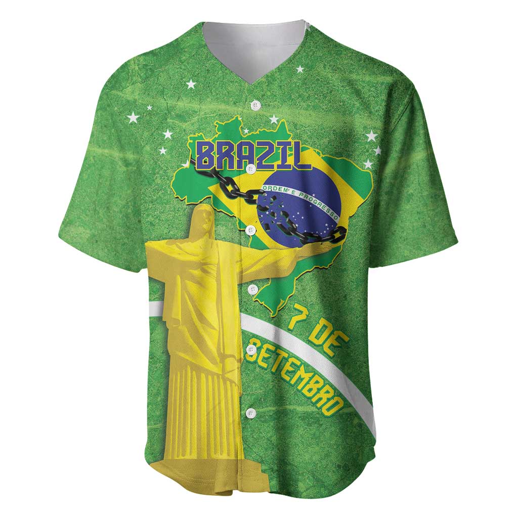 Personalized Brazil Independence Day Baseball Jersey Brasil Map Christ The Redeemer 7 De Setembro - Wonder Print Shop