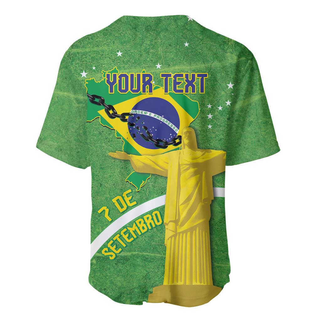 Personalized Brazil Independence Day Baseball Jersey Brasil Map Christ The Redeemer 7 De Setembro - Wonder Print Shop