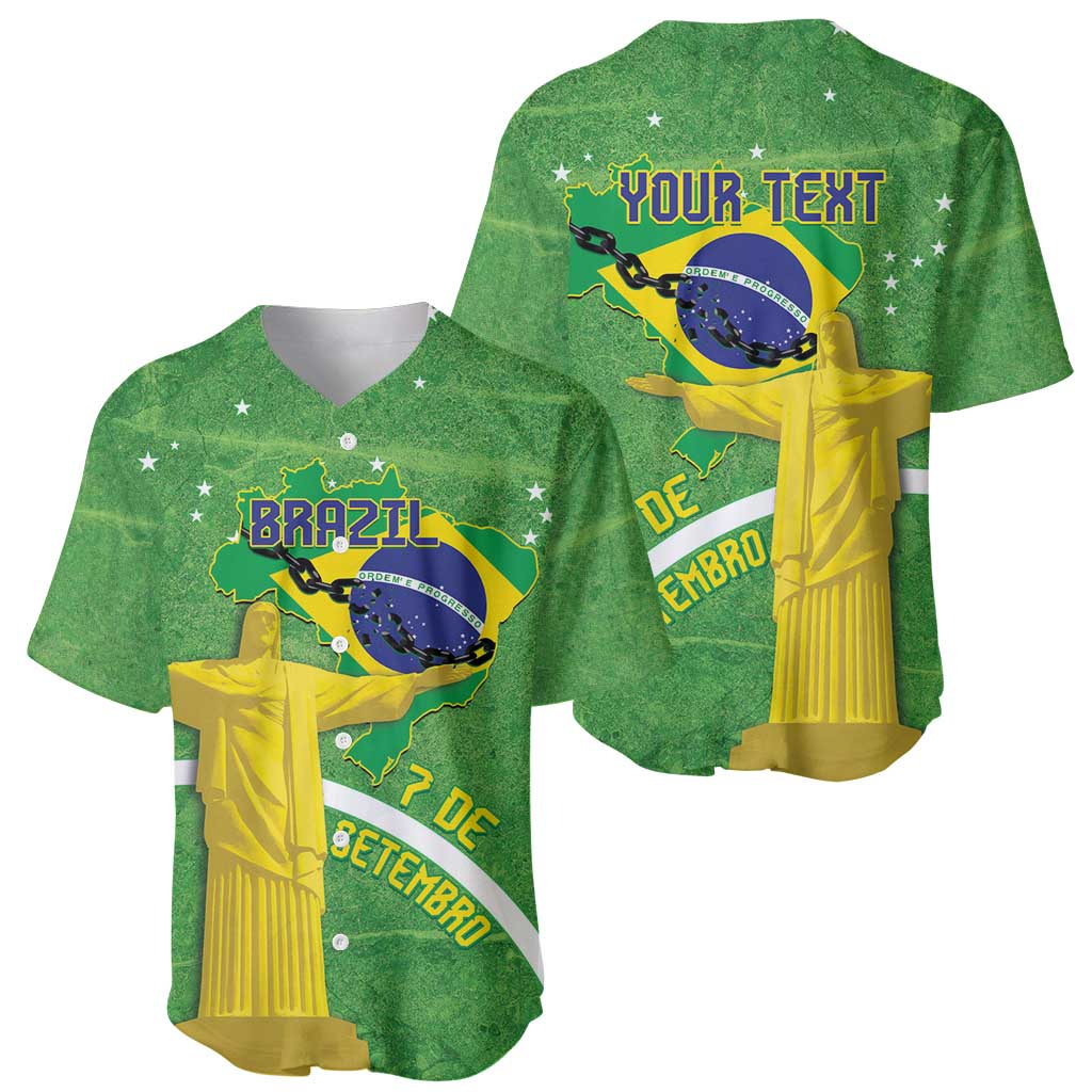 Personalized Brazil Independence Day Baseball Jersey Brasil Map Christ The Redeemer 7 De Setembro - Wonder Print Shop