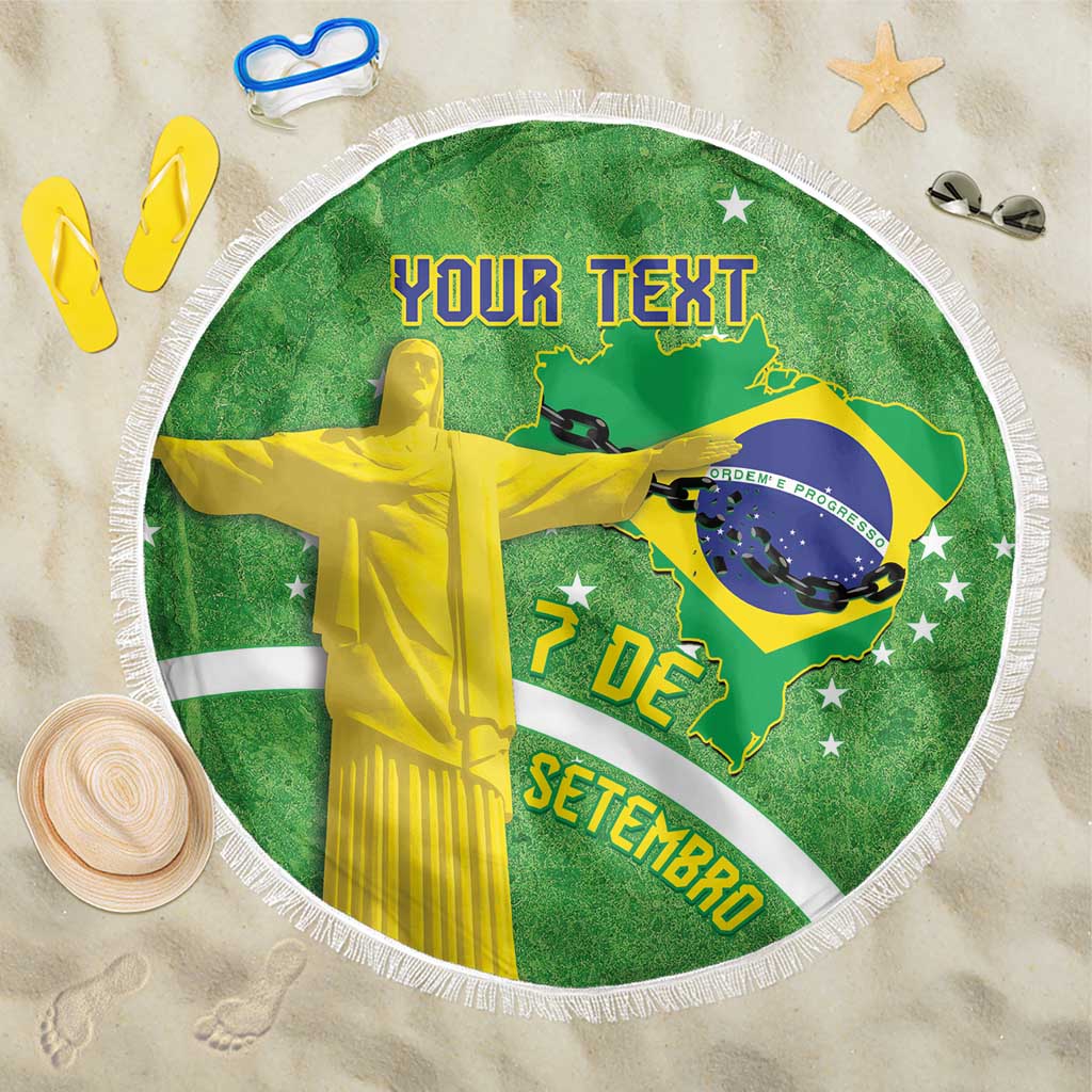 Personalized Brazil Independence Day Beach Blanket Brasil Map Christ The Redeemer 7 De Setembro - Wonder Print Shop