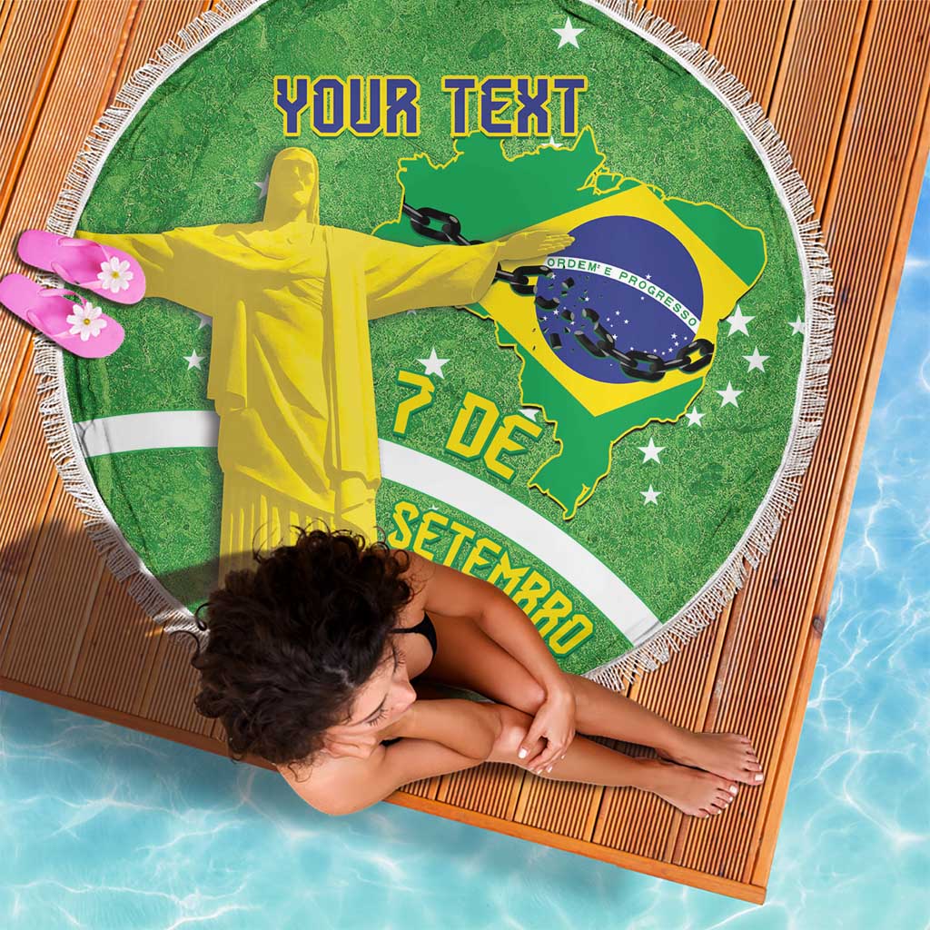 Personalized Brazil Independence Day Beach Blanket Brasil Map Christ The Redeemer 7 De Setembro - Wonder Print Shop