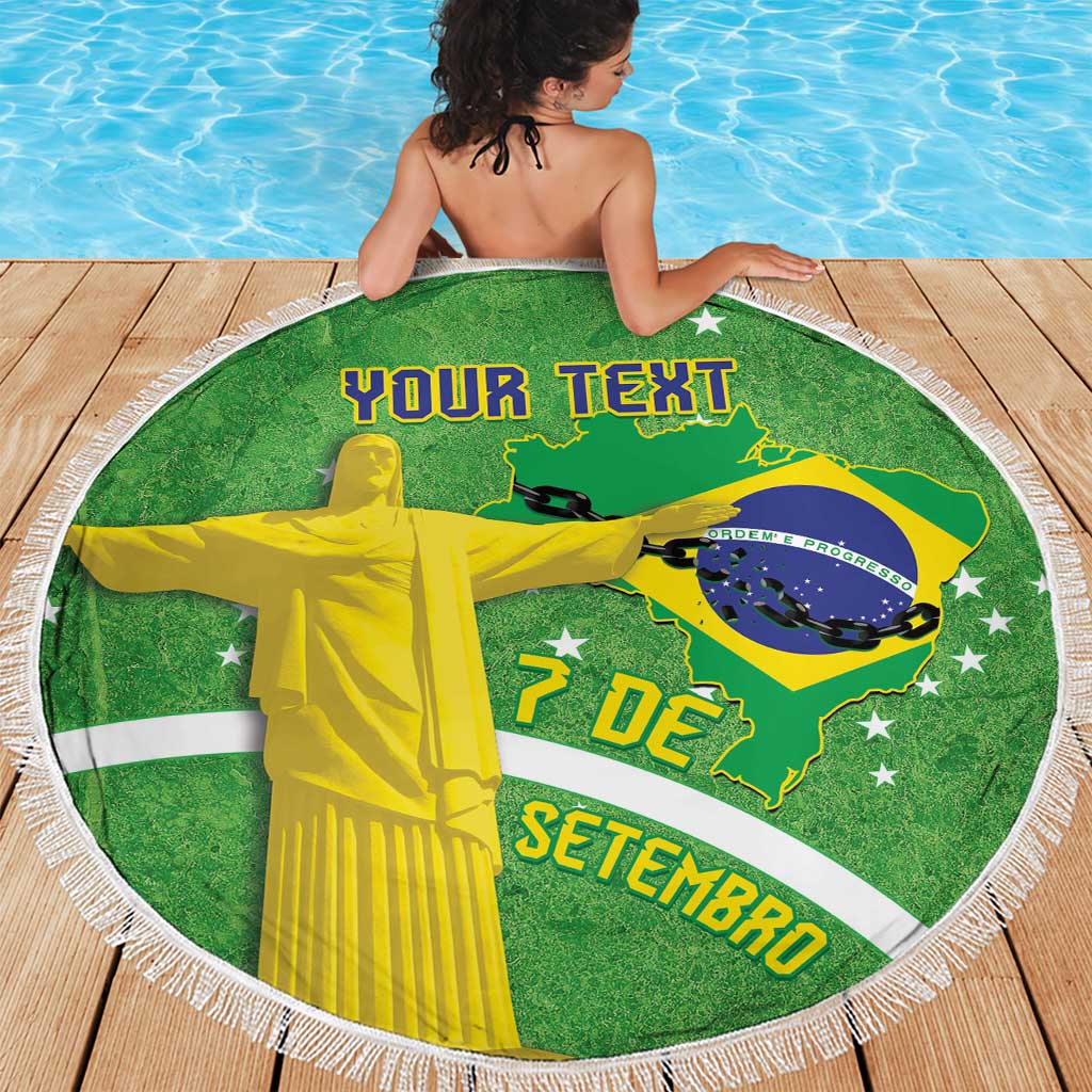 Personalized Brazil Independence Day Beach Blanket Brasil Map Christ The Redeemer 7 De Setembro - Wonder Print Shop