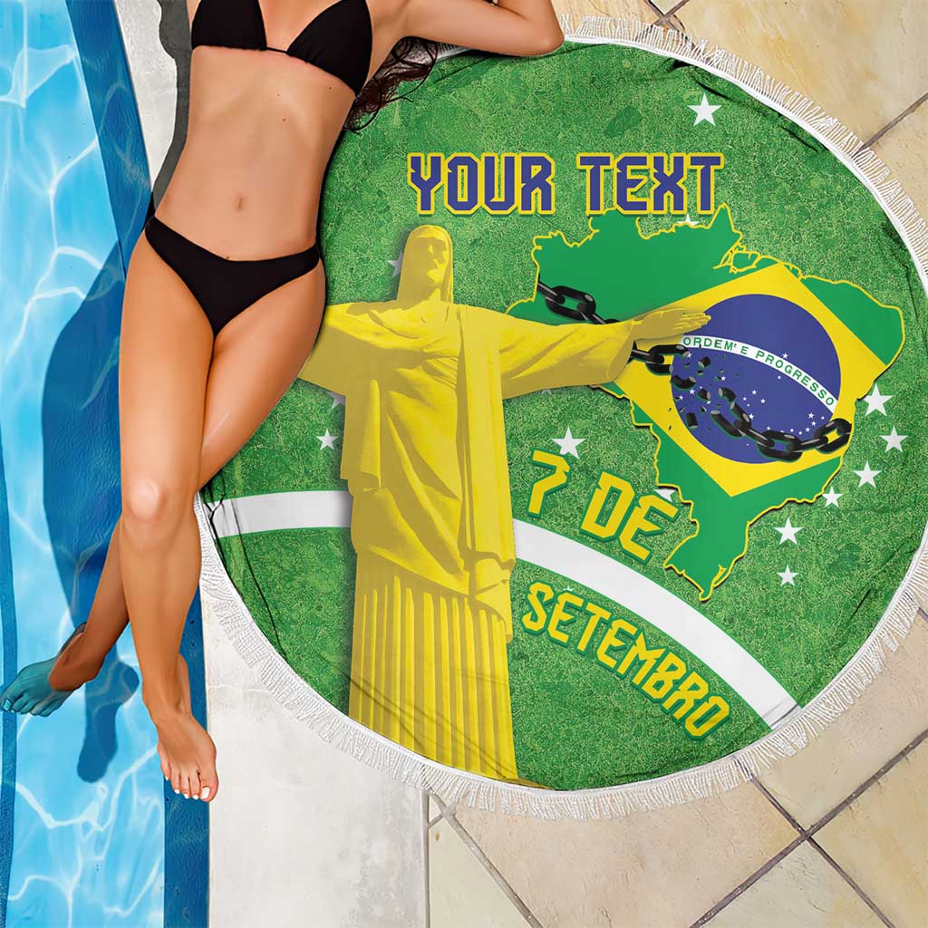 Personalized Brazil Independence Day Beach Blanket Brasil Map Christ The Redeemer 7 De Setembro - Wonder Print Shop