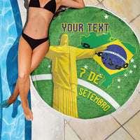 Personalized Brazil Independence Day Beach Blanket Brasil Map Christ The Redeemer 7 De Setembro - Wonder Print Shop