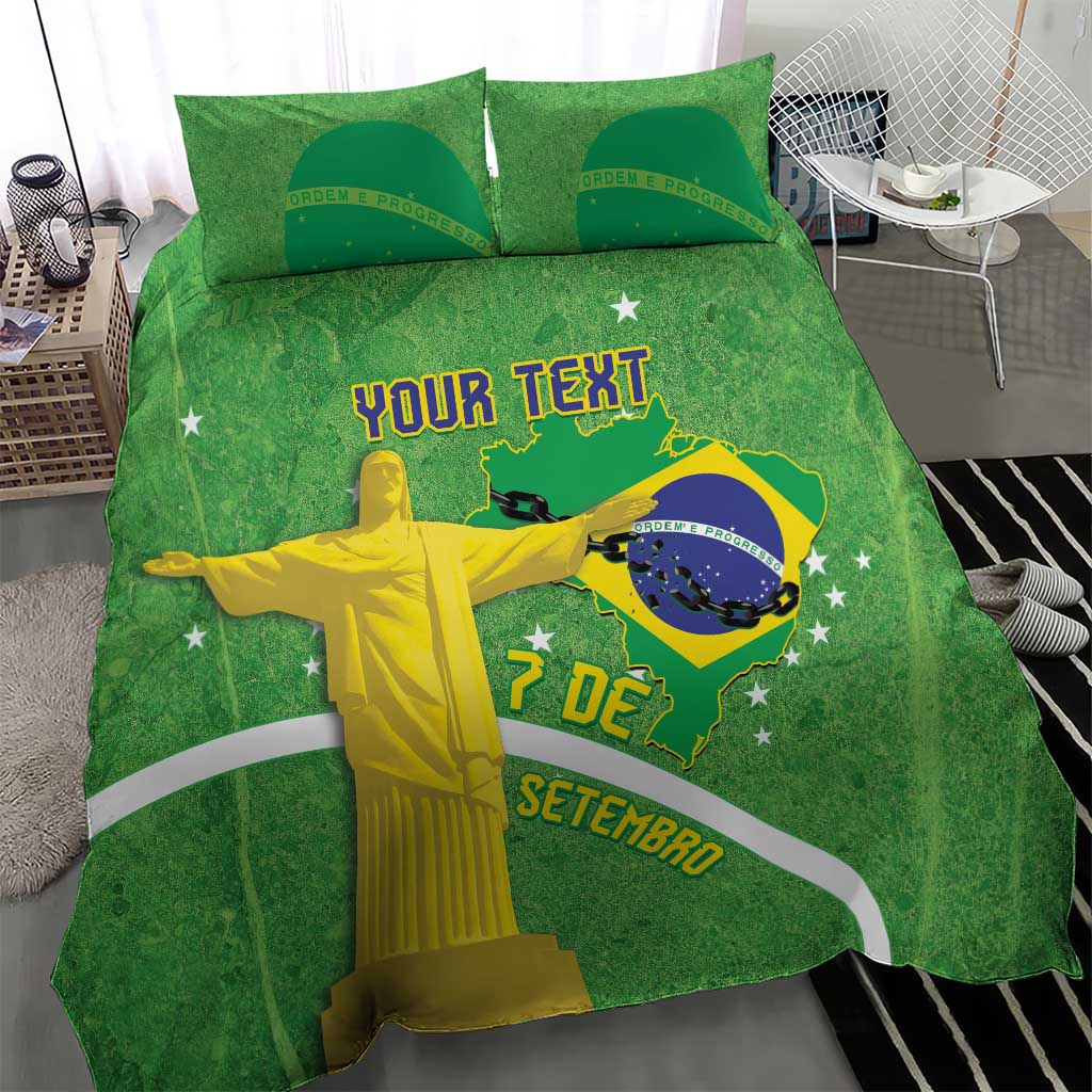 Personalized Brazil Independence Day Bedding Set Brasil Map Christ The Redeemer 7 De Setembro - Wonder Print Shop