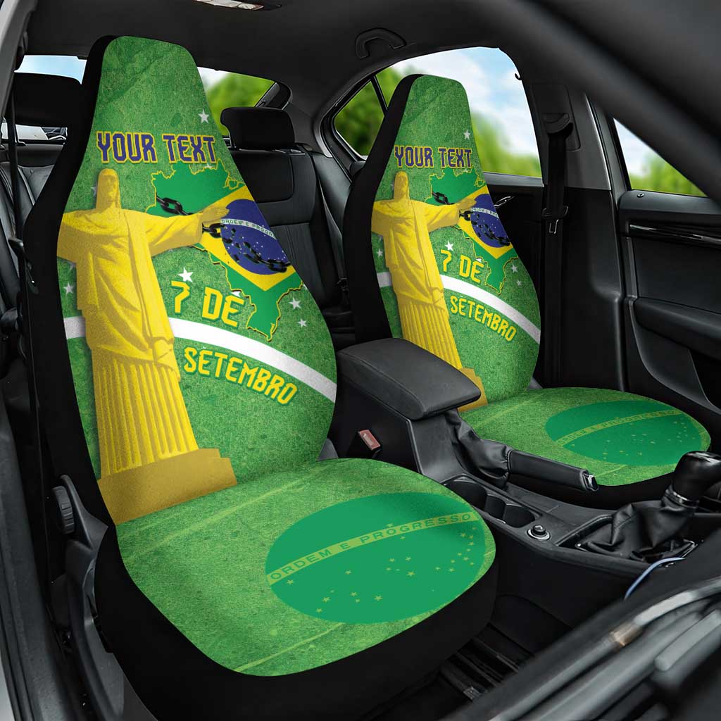 Personalized Brazil Independence Day Car Seat Cover Brasil Map Christ The Redeemer 7 De Setembro - Wonder Print Shop