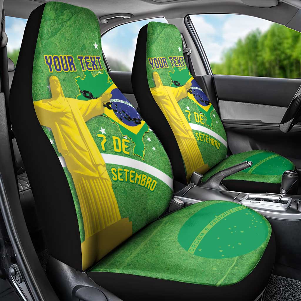 Personalized Brazil Independence Day Car Seat Cover Brasil Map Christ The Redeemer 7 De Setembro - Wonder Print Shop