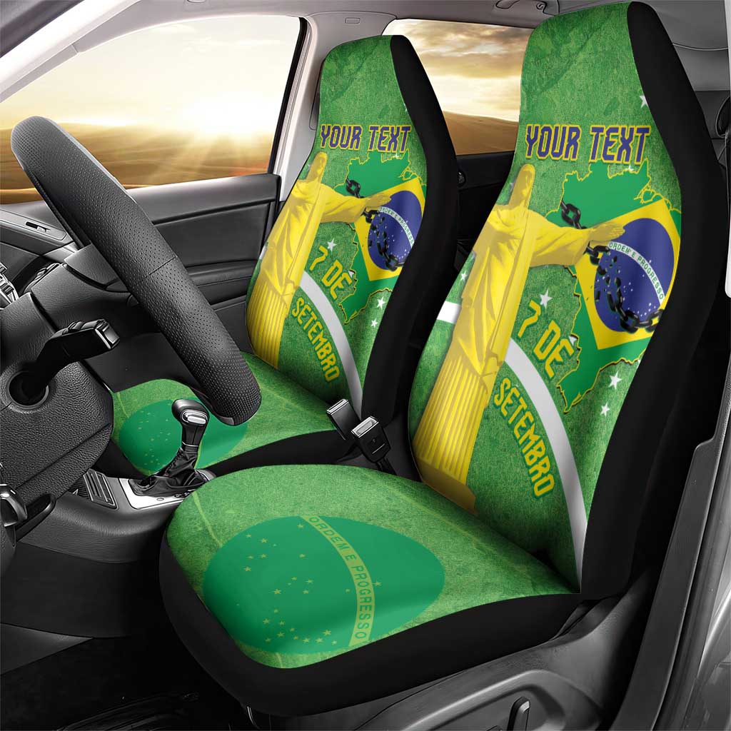Personalized Brazil Independence Day Car Seat Cover Brasil Map Christ The Redeemer 7 De Setembro - Wonder Print Shop