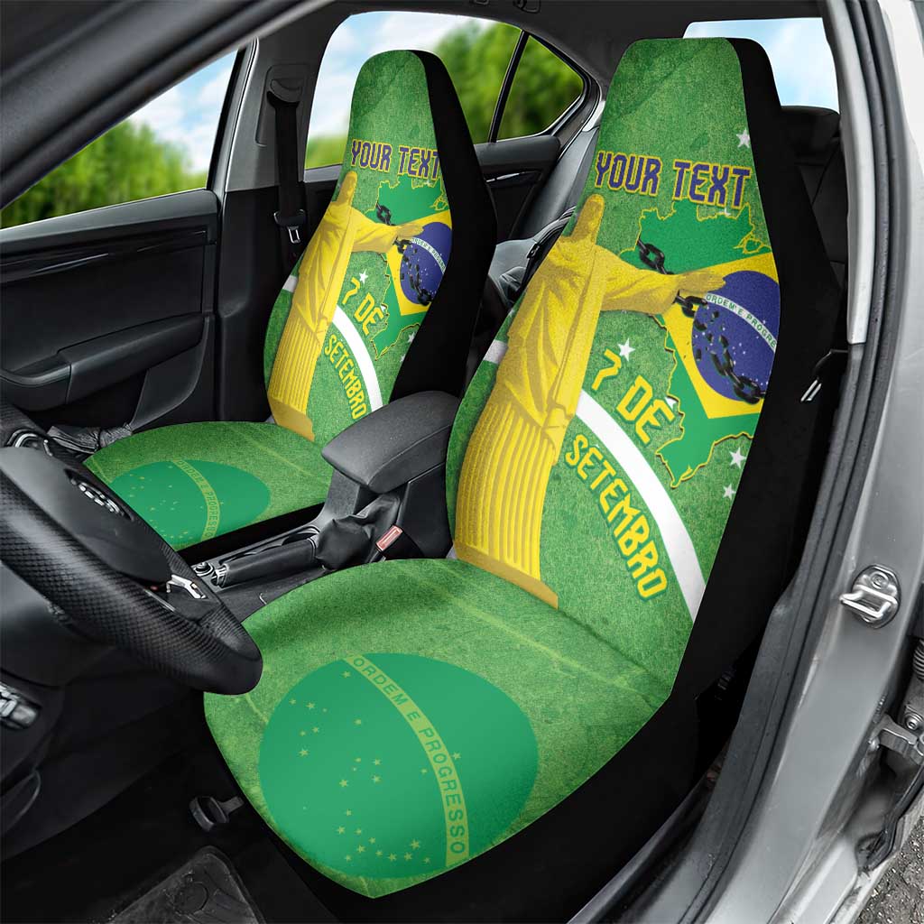 Personalized Brazil Independence Day Car Seat Cover Brasil Map Christ The Redeemer 7 De Setembro - Wonder Print Shop
